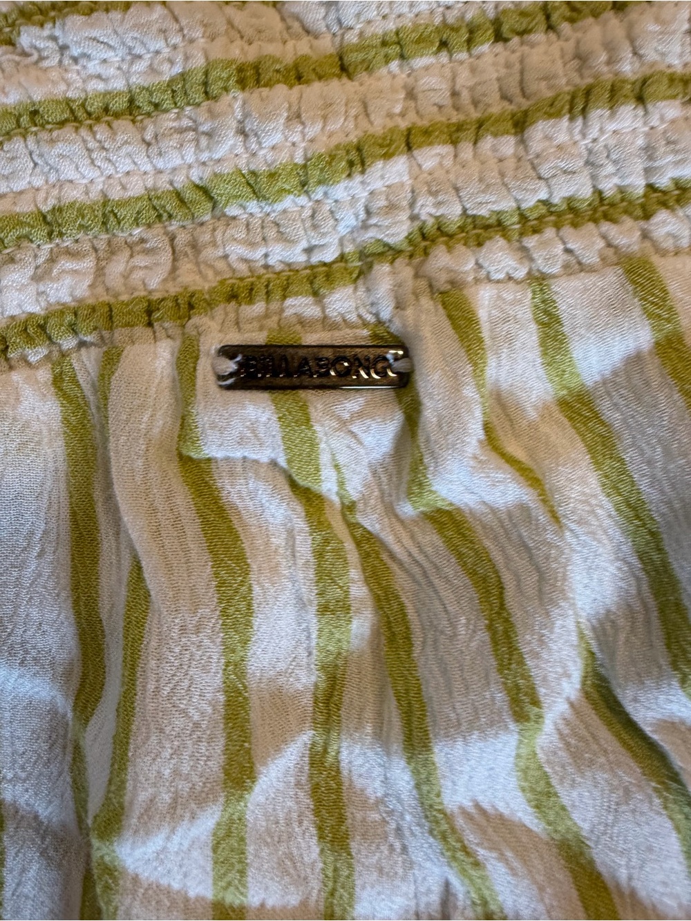 Billabong White Green Striped Wide Leg Daybreak Pants - Picture 9 of 9